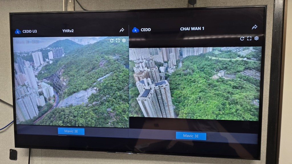 土力工程處暴雨期間及雨後,先後派員及無人機檢查山體。 土力工程處暴雨期間及雨後,先後派員及無人機檢查山體。