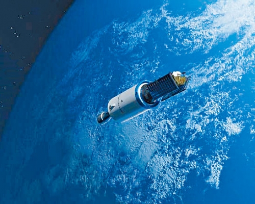 圖畫顯示Isar Aerospace的火箭飛入地球軌道。