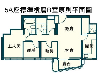 5A座標準樓層B室原則平面圖。 5A座標準樓層B室原則平面圖。