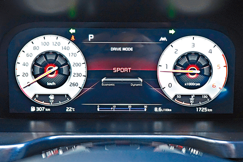 ●12.3吋數碼表板可按不同模式轉換顯示。