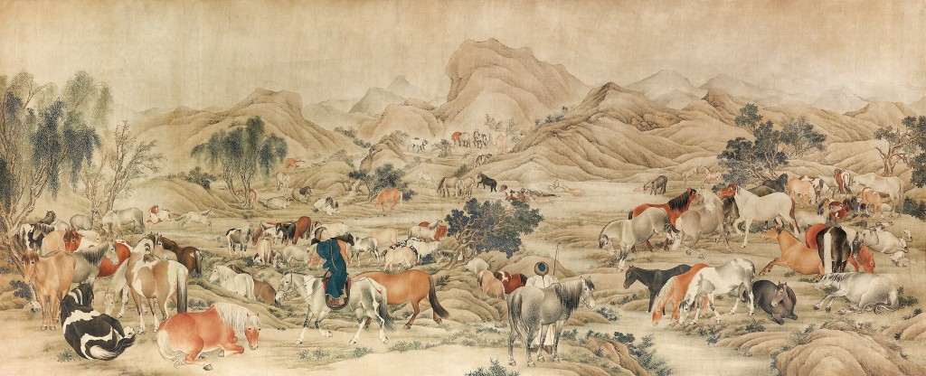 百駿圖橫幅。清代（19世紀中期）。（香港中文大學文物館借展）