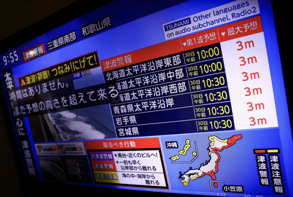 日本多地現3米海嘯。路透社 日本多地現3米海嘯。路透社