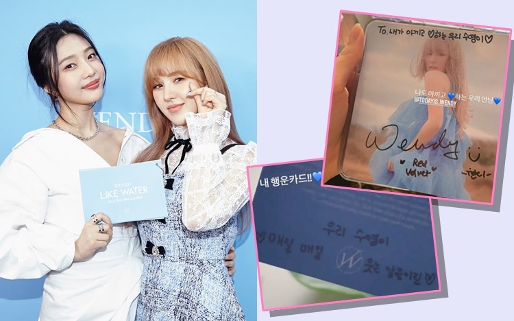 Joy（左）大晒Wendy送给她的Solo专辑。