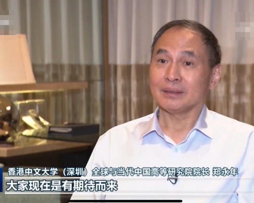 郑永年以香港中文大学（深圳）全球与当代中国高等研究院院长的身分发言。 网图