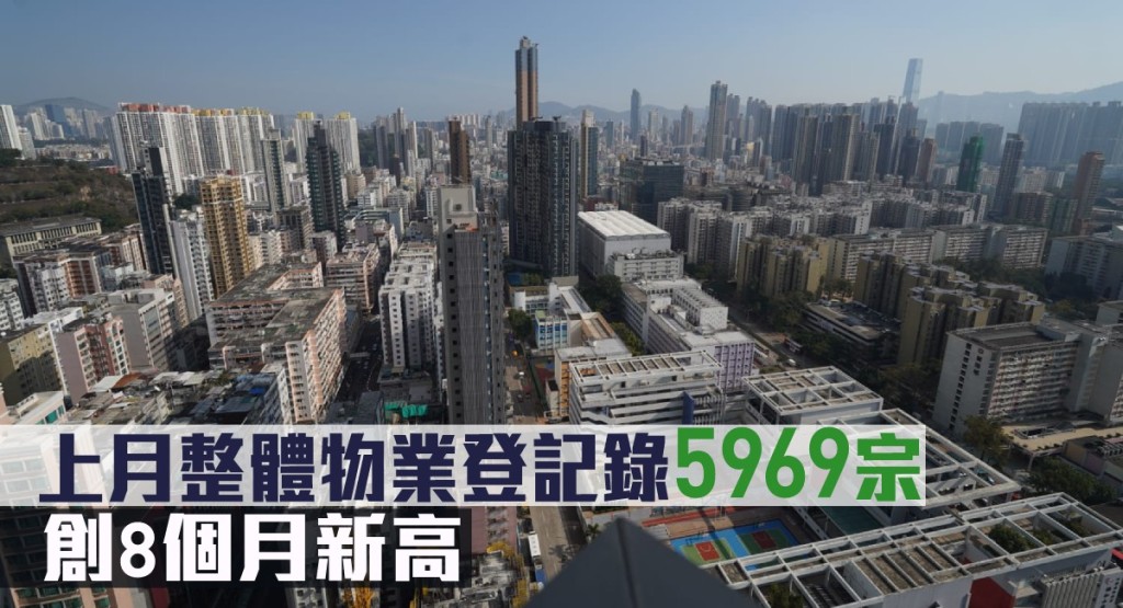 上月整體登記錄5969宗,創8個月新高。