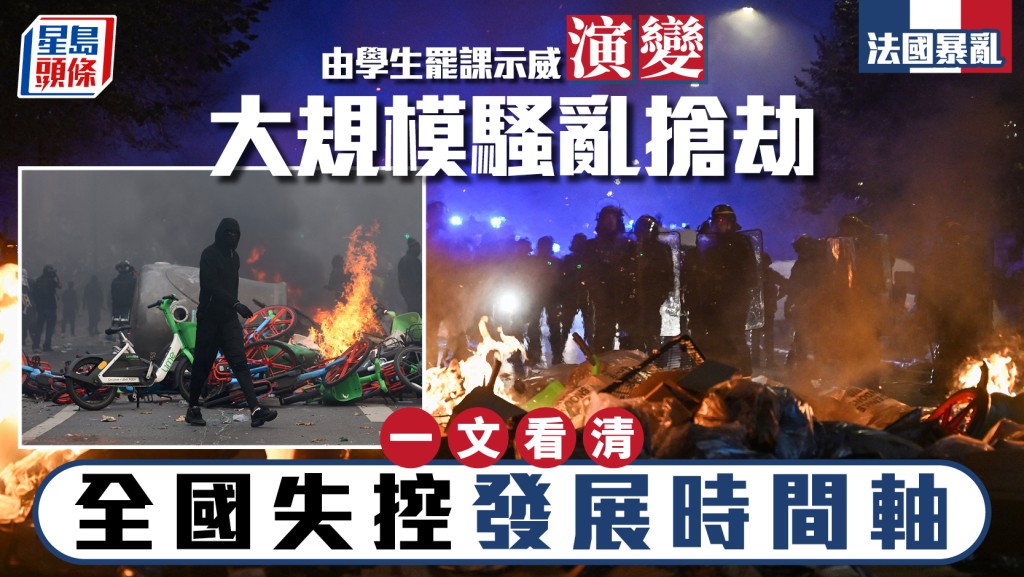 法國暴亂｜個別學校罷課到全國失控  一文看清衝突發展時間軸