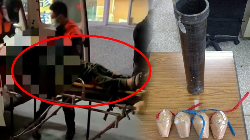 李男(紅圈)被送院急救,但傷重不治,警方已扣起現場其餘的煙花調查。互聯網圖片