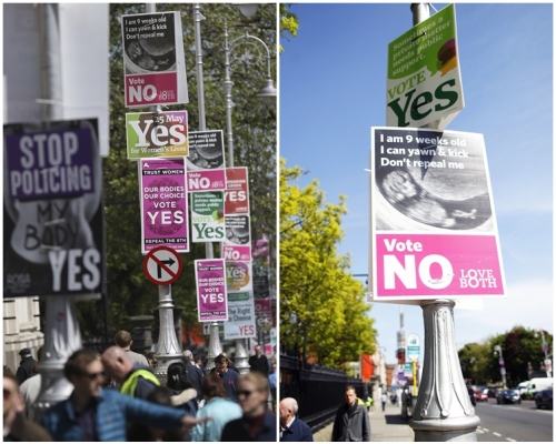 兩派的宣傳海報貼得到處都是。AP