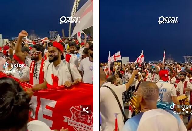 英格蘭大軍周二抵達卡塔爾時，一大班印度籍英格蘭球迷前來接機，估計又是僱傭球迷。