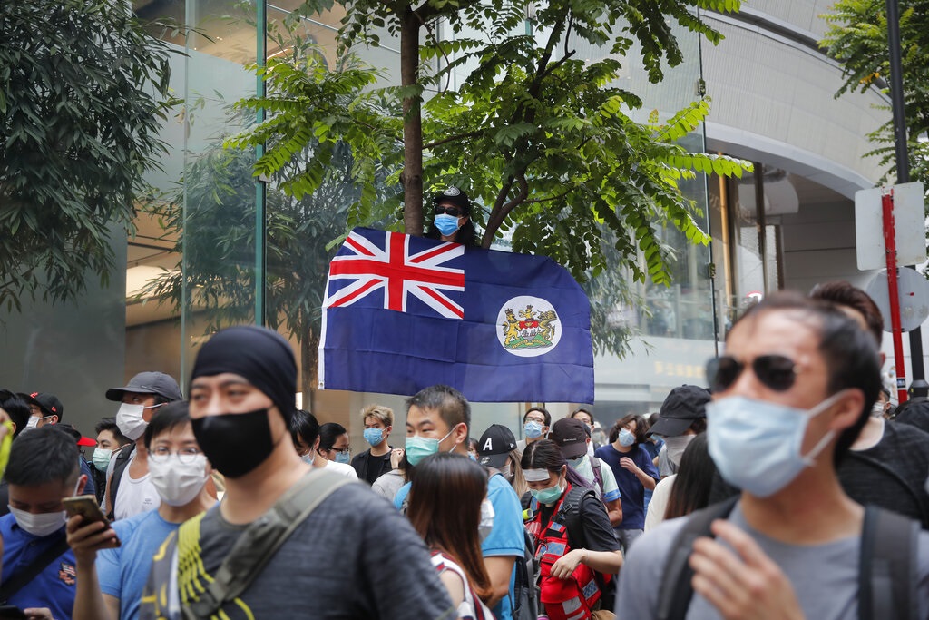 有反對《港區國安法》、爭取港獨示威者聚集。AP資料圖片
