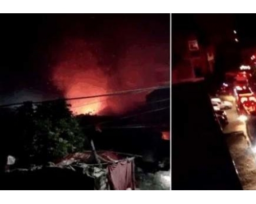 一架军用直升机昨日在福建泉州市坠毁。网图