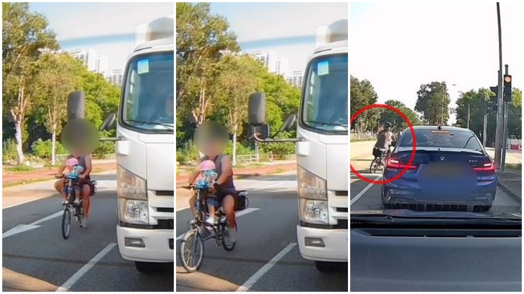 單車男載小童騎單車衝紅燈。fb 車cam L（香港群組）TenderKangaroo5244影片截圖 