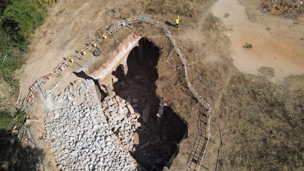 有百年歷史的主教山配水庫,羅馬式建築結構曝光。民建聯圖片