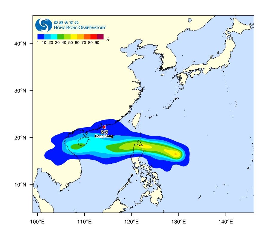 預計不會直接吹向香港。香港天文台圖片