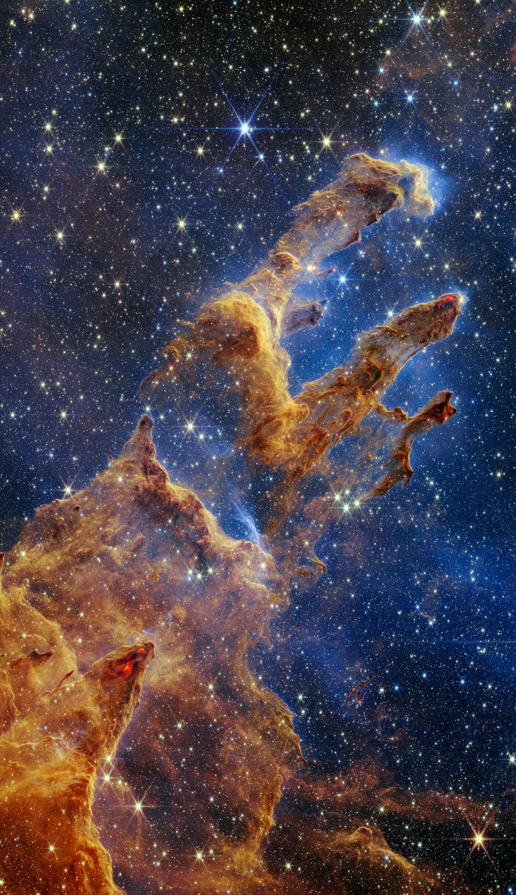 韋伯太空望遠鏡拍攝的「創生之柱」圖像。 NASA
