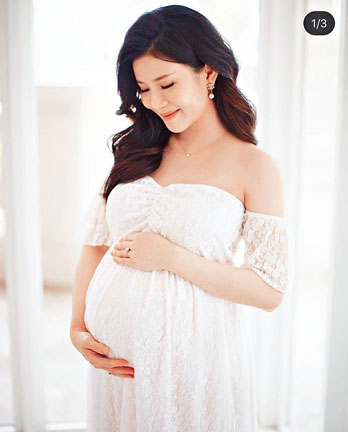 张美妮尚有个多月便到预产期。