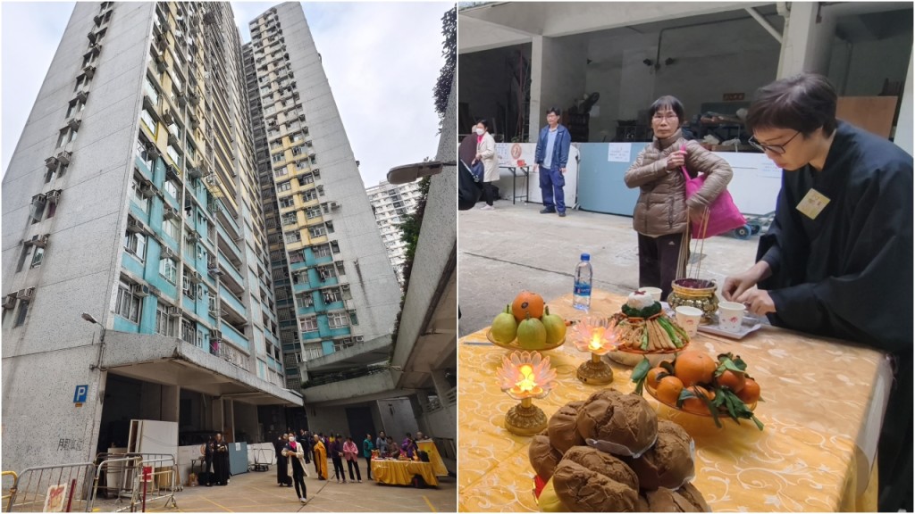 上水嫲孫墮樓｜太平邨街坊打齋求太平 奉香祈求逝者往生極樂