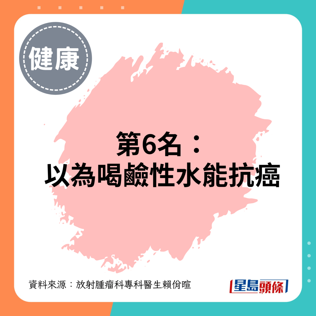 第6名：以为喝碱性水能抗癌