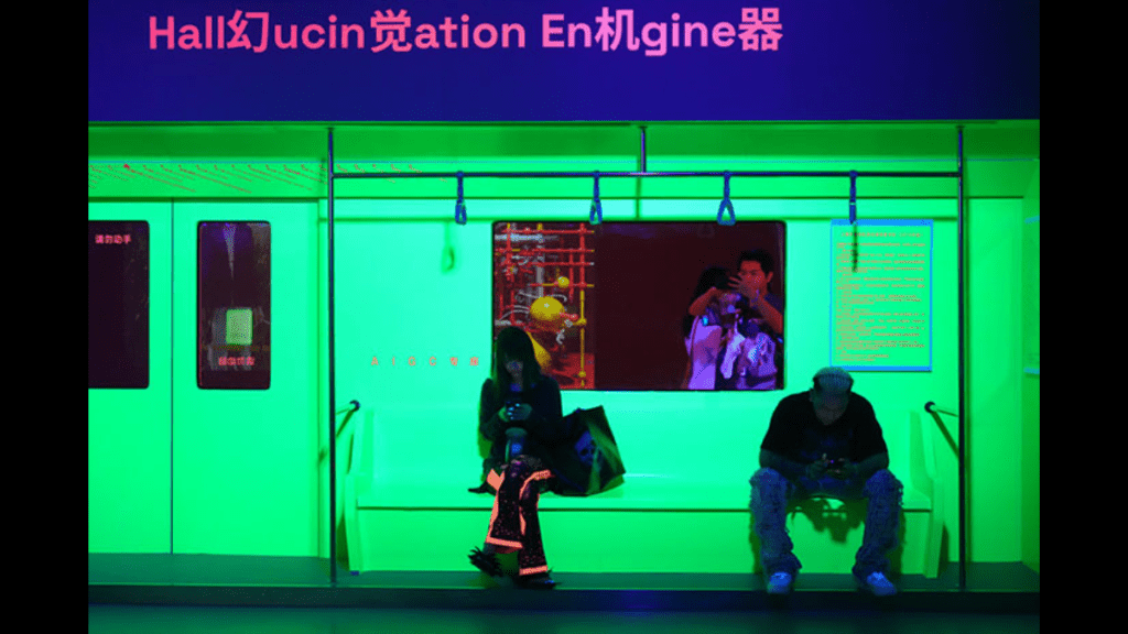 上海民生現代美術館舉辦的「提視造境Promptoscape:國際人工智能藝術文獻展」,展覽現場(主辦方供圖)