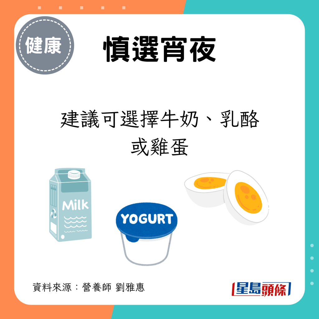 建议可选择牛奶、乳酪或鸡蛋