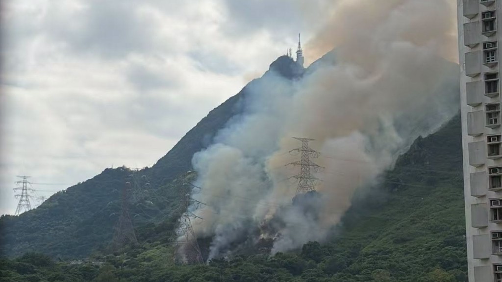 屯門菠蘿山起火 濃煙席捲半空 直升機擲水彈撲救