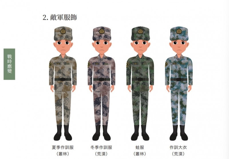 這四款軍服只有左一是21式，但不是夏季而是冬季作訓服，其它3件己都不使用。