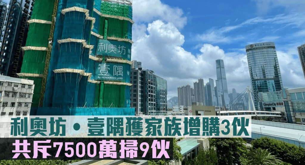 利奧坊‧壹隅獲家族增購3伙，共斥7500萬掃9伙。