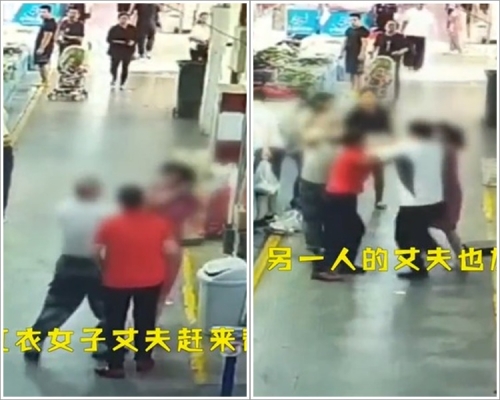 两人初生口角，继而演变4人混战。网图