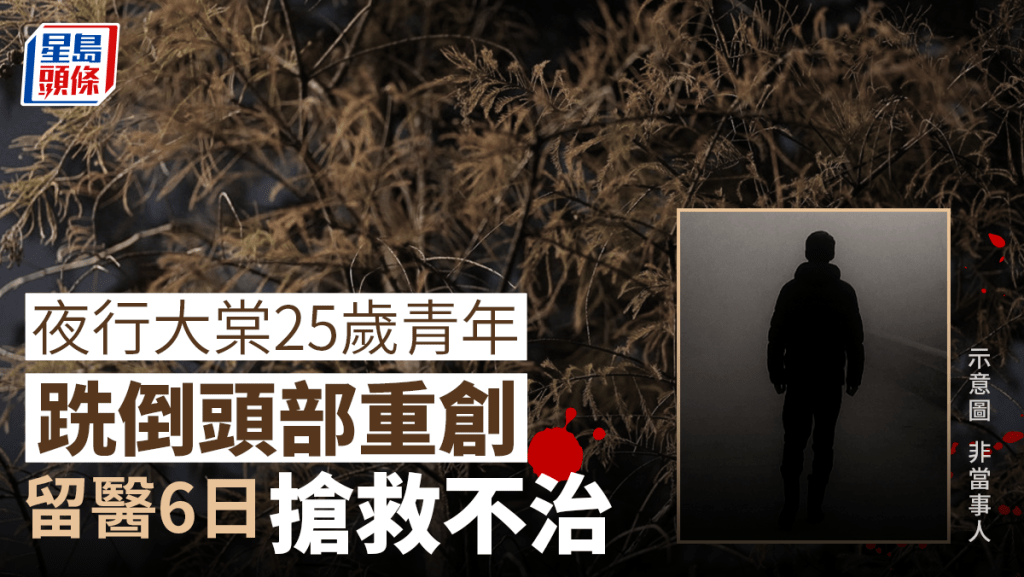 夜行大棠25歲青年跣倒頭部重創 留醫6日搶救不治