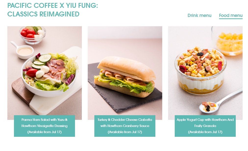 Pacific Coffee夥么鳳推限定飲品食品。網上圖片