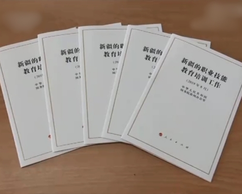 國務院新聞辦今日發表《新疆的職業技能教育培訓工作》白皮書。 網圖