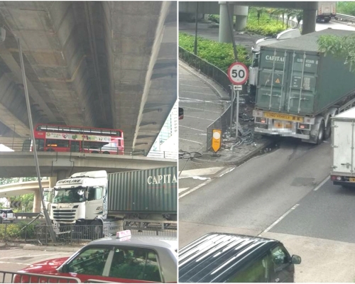 荔枝角道貨櫃車失事。