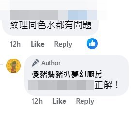 網民：紋理同色水都有問題。fb「傻豬媽豬扒夢幻廚房」截圖