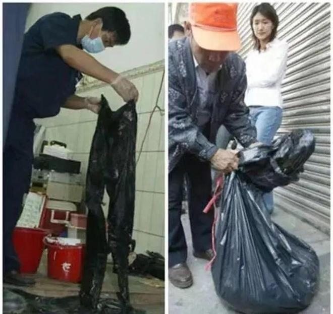 警方發現有屍塊的垃圾袋(右)。 星河逍遙游@163.com 警方發現有屍塊的垃圾袋(右)。 星河逍遙游@163.com