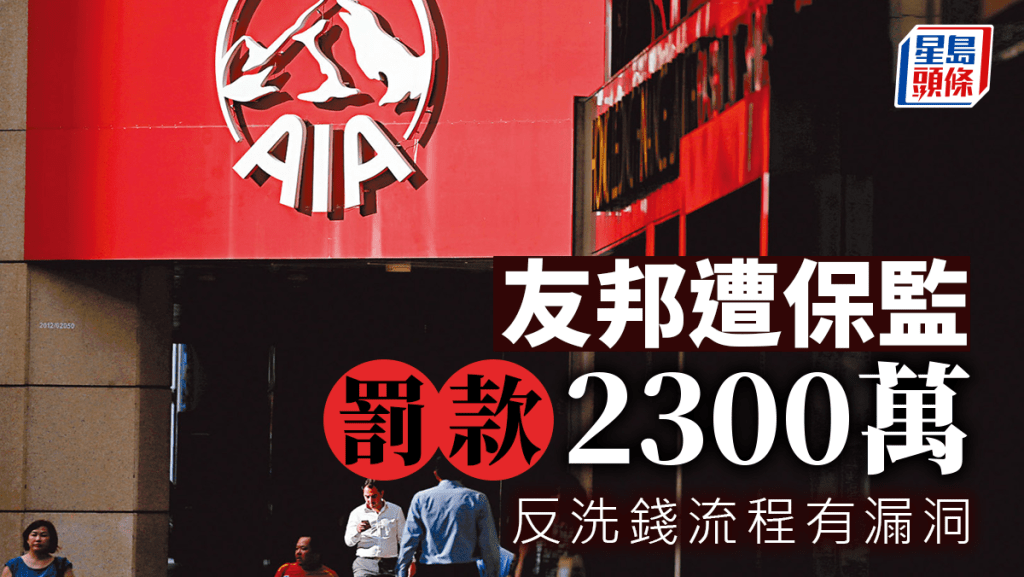 友邦遭保監罰款2300萬 反洗錢流程有漏洞 歷來最大罰單