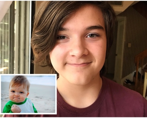 可爱男孩长大成13岁俊俏少年。fb图