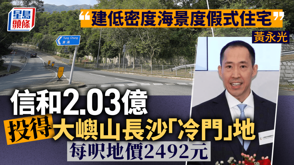 信和2.03億投得大嶼山長沙「冷門」地，每呎地價2492元。