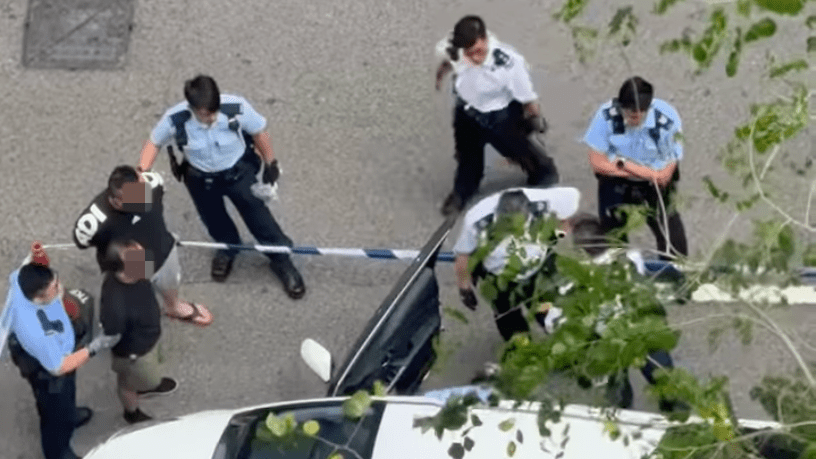 將軍澳私家車遇查檢5.6萬元大麻花 2男涉販毒被捕。Facebook  西貢將軍澳討論區影片截圖