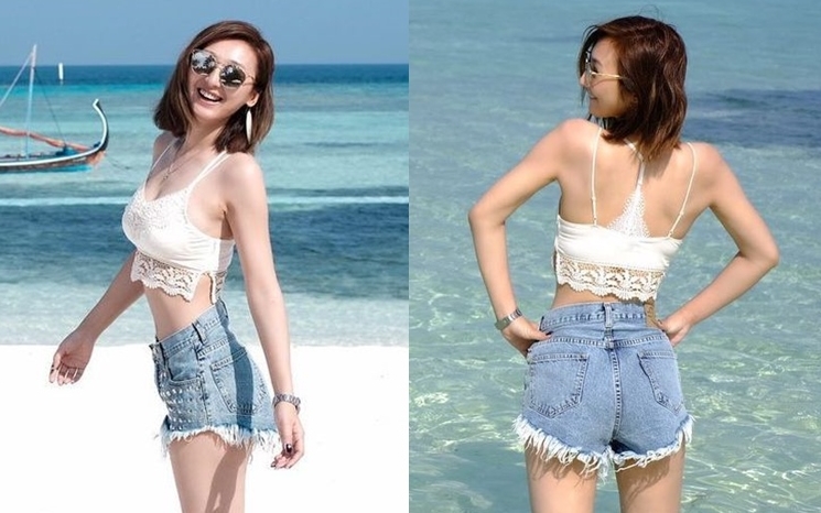 高Ling的喱士上衫，側身看似「破衫而出」。