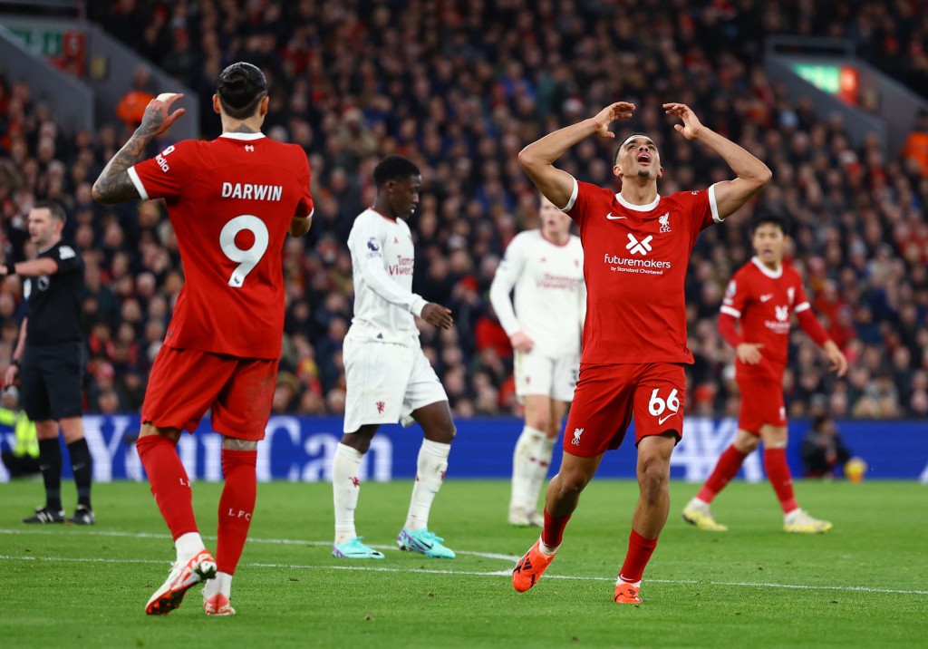 利物浦今季首次主场失分。Reuters