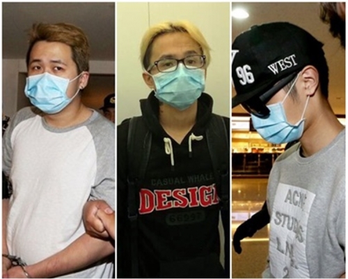 3名被告劉錫豪(左)、曾祥欣(中)及張善恒。 資料圖片