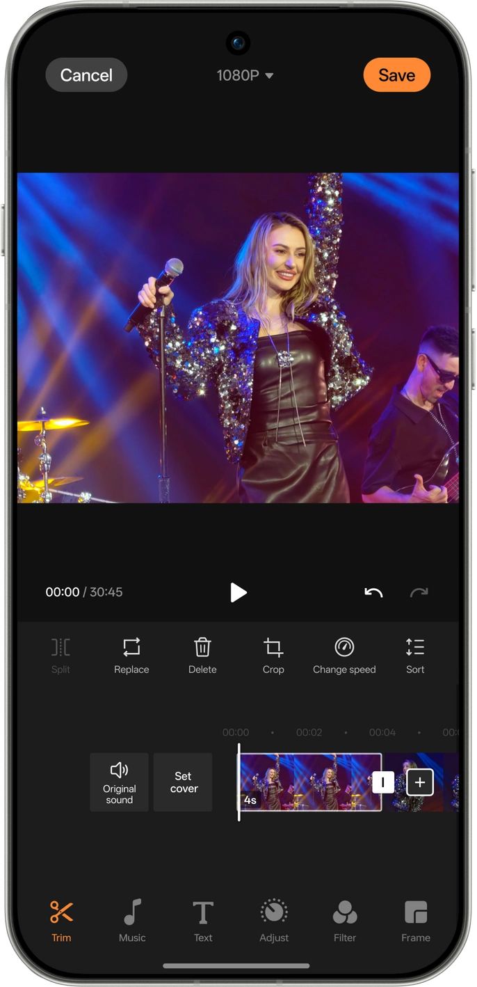 手機拍得的4K 120fps影片,可利用內置Master Cut直接剪輯。 手機拍得的4K 120fps影片,可利用內置Master Cut直接剪輯。