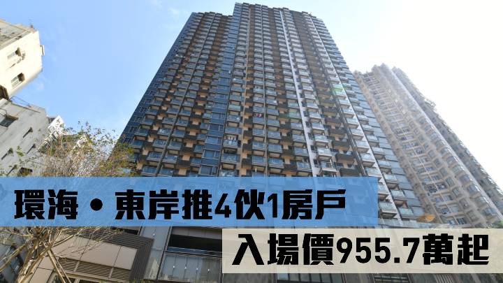 環海‧東岸推4伙1房戶 入場價955.7萬起