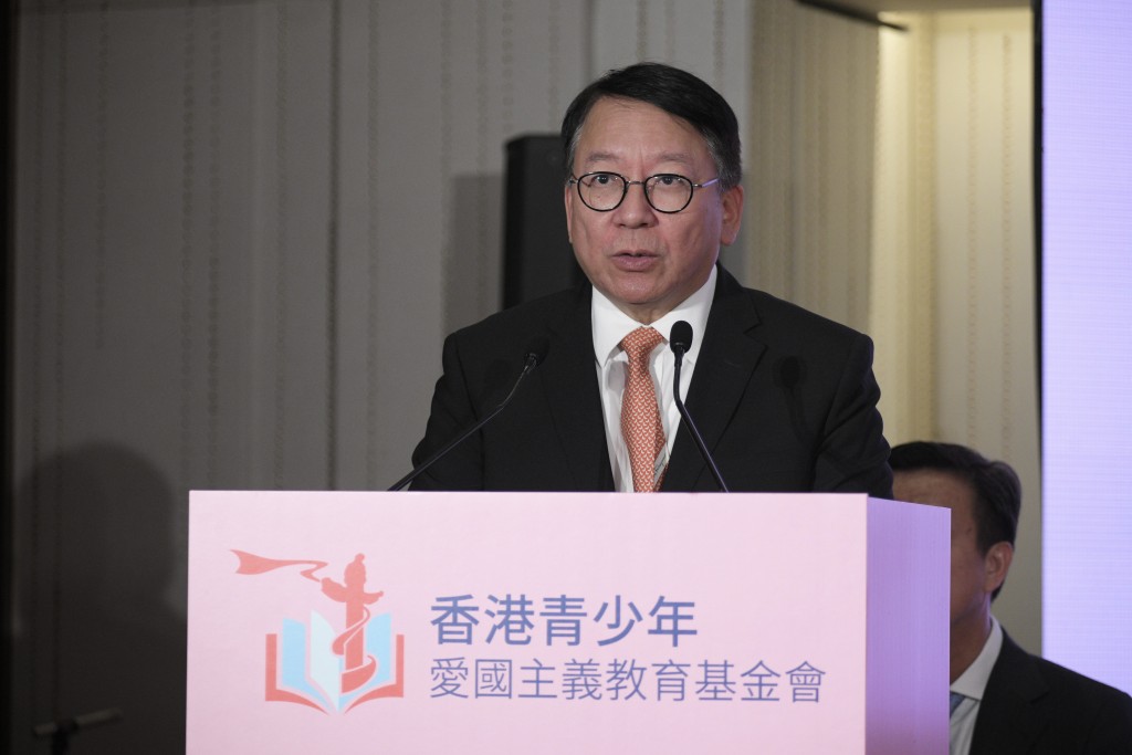 陳國基表示，「憲法和基本法推廣督導委員會」將在明年初成立「愛國主義教育工作小組」。陳浩元攝