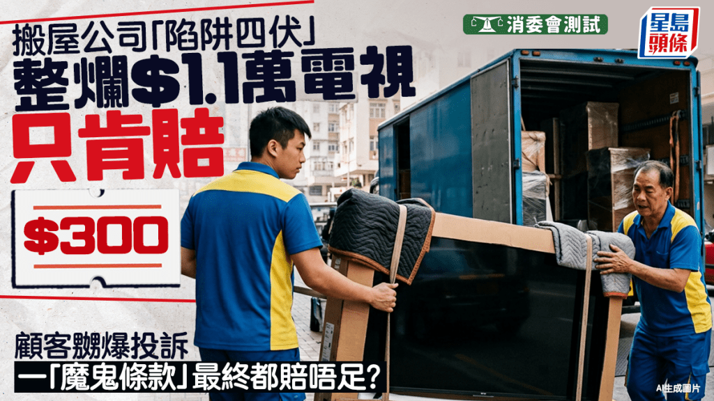 消委會‧搬屋公司︱隱藏條款「玩謝」顧客 臨時突加15%「樓梯費」 整爛$1.1萬電視僅賠$300