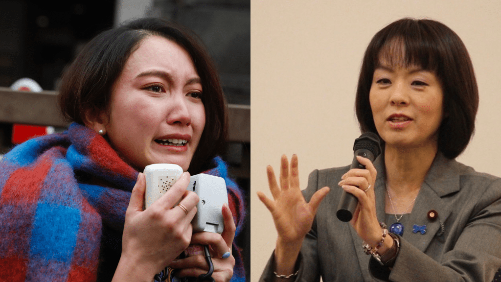 伊藤詩織(左)因日本眾議員杉田水脈(右)在中傷她的網上留言按讚而提告索賠。