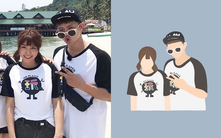 峮峮貼上與小鬼唯一公開同框照的插畫,回憶二人的戀情。