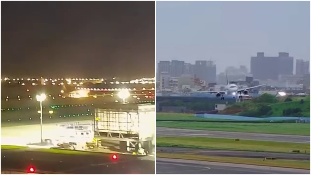 颱風楊柳｜香港飛台北UPS貨機引擎擦撞跑道爆火光 快運客機試圖著陸左搖右擺