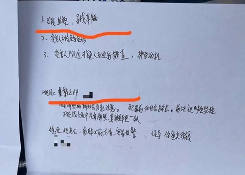 疑犯列出行事需注意事項。網圖