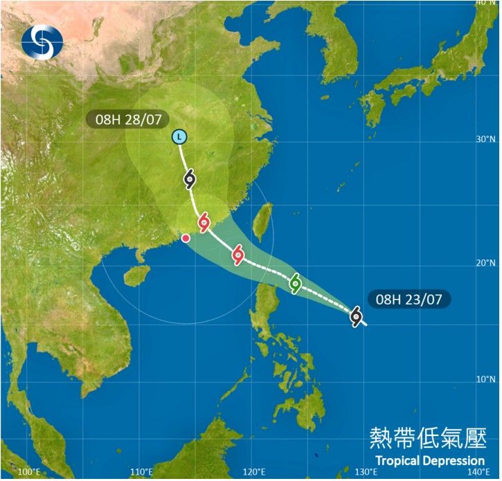 位於菲律賓以東海域的熱帶氣旋會在今明兩日大致移向呂宋海峽一帶並逐步增強。天文台圖片 位於菲律賓以東海域的熱帶氣旋會在今明兩日大致移向呂宋海峽一帶並逐步增強。天文台圖片